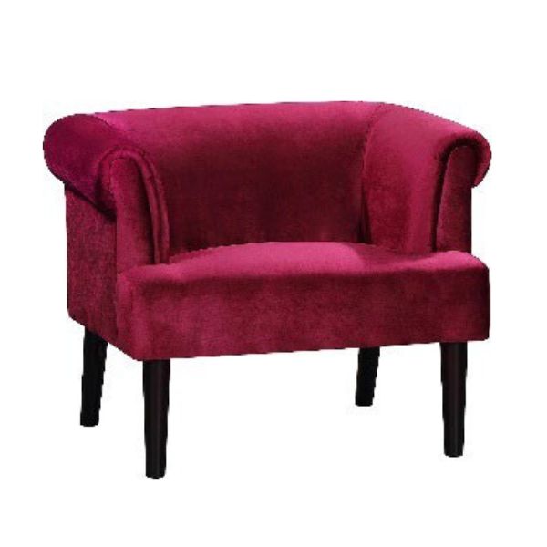 Bordeauxroter Sessel „Charlie“ aus Samt mit Wellenunterfederung