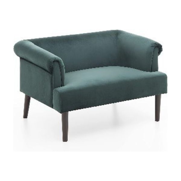 Grüner Samtsessel „Charlie“ mit Massivholzfüßen und weicher Polsterung