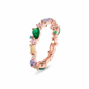 925 Silber Ring mit Multicolor Cluster Steinen