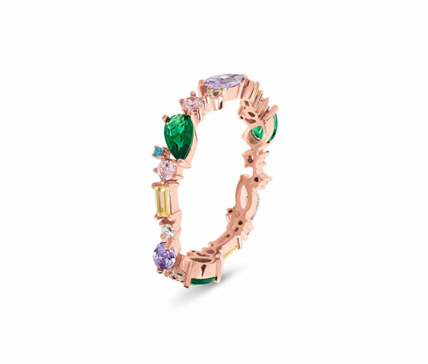 925 Silber Ring mit Multicolor Cluster Steinen
