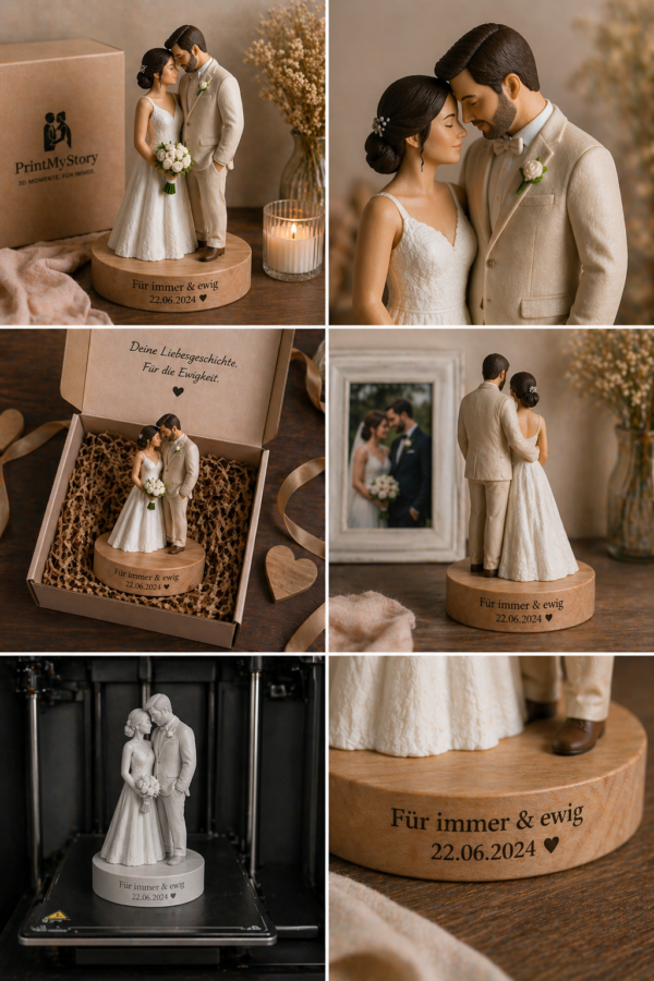 Personalisiertes 3D-Hochzeitspaar – Deine Liebe für die Ewigkeit
